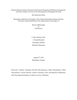 Relation Between Surface Structural and Chemical Properties of Platinum Nanoparticles and Their Catalytic Activity in the Decomposition of Hydrogen Peroxide