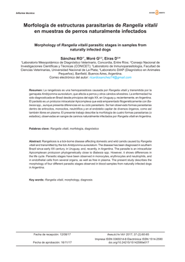 Morfología De Estructuras Parasitarias De Rangelia Vitalii En Muestras De Perros Naturalmente Infectados