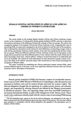 09:392.15 Female Genital Mutilation in African And