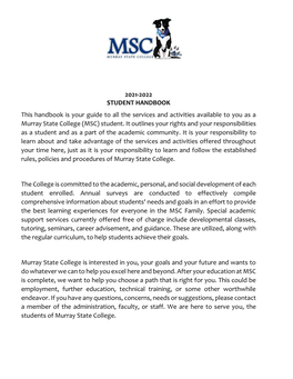 2021-2022 MSC Student Handbook