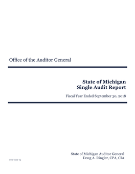 Office of the Auditor General State of Michigan Single Audit Report