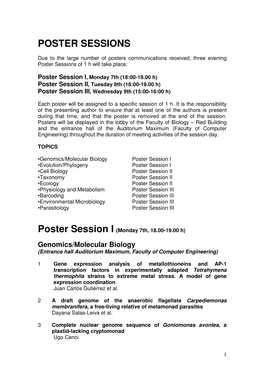 Poster Sessions