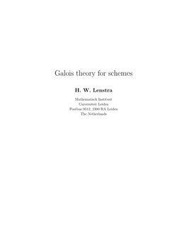 Galois Theory for Schemes