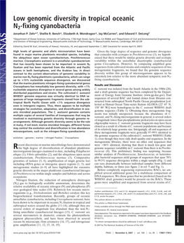 Low Genomic Diversity in Tropical Oceanic N2-Fixing Cyanobacteria Jonathan P