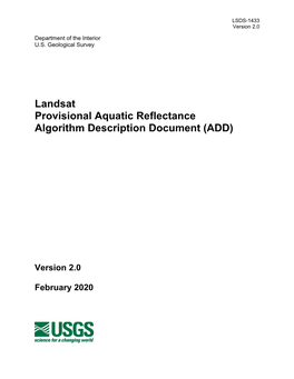 Landsat Provisional Aquatic Reflectance Algorithm Description Document (ADD)