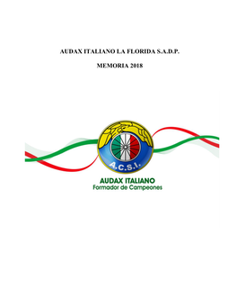 Audax Italiano La Florida S.A.D.P. Memoria 2018
