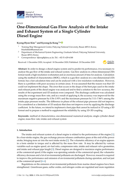 One-Dimensional Gas Flow Analysis of the Intake and Exhaust System of a Single Cylinder Diesel Engine