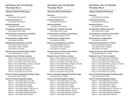 NATIONAL DAY of PRAYER Thursday, May 6 TEXAS STATE OFFICIALS NATIONAL DAY of PRAYER Thursday, May 6 TEXAS STATE OFFICIALS NATION