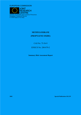 Summary of Propylene Oxide Risk Assessment