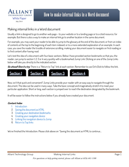 How to Make Internal Links in a Word Document White Paper July 2014