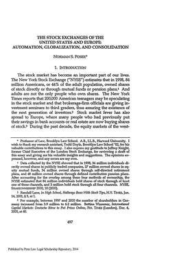 The Stock Exchanges of the United States and Europe: Automation, Globalization, and Consolidation