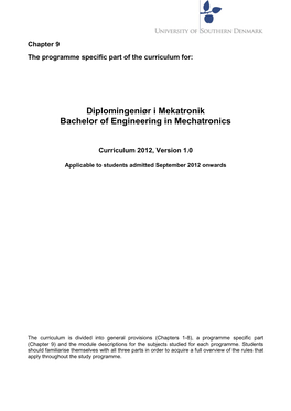 Diplomingeniør I Mekatronik Bachelor of Engineering in Mechatronics