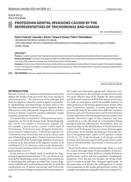 PROTOZOAN GENITAL INVASIONS CAUSED by the REPRESENTATIVES of TRICHOMONAS and GIARDIA DOI: 10.36740/Wlek202002133