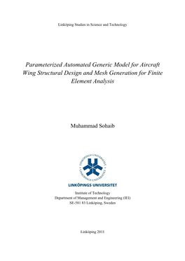 Parameterized Automated Generic Model for Aircraft Wing Structural Design and Mesh Generation for Finite Element Analysis