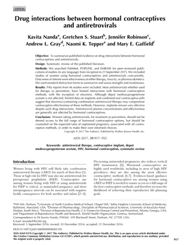 Drug Interactions Between Hormonal Contraceptives and Antiretrovirals