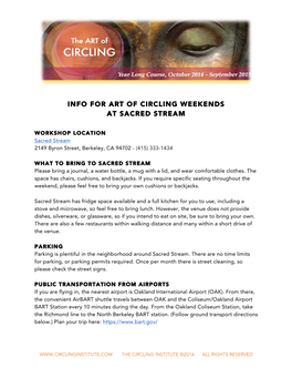 Info for Art of Circling Weekends at Sacred Stream