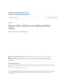 Report of the Task Force on California's Water Future Commission for Economic Development