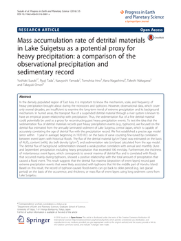 Mass Accumulation Rate of Detrital Materials in Lake Suigetsu As a Potential Proxy for Heavy Precipitation