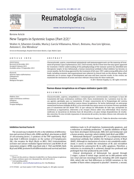 New Targets in Systemic Lupus (Part 2/2)ଝ Walter A