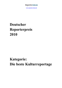Deutscher Reporterpreis 2010