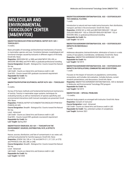 Molecular and Environmental Toxicology Center (M&ENVTOX)