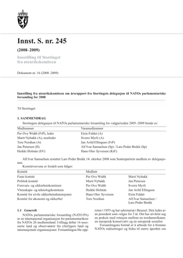 Innst. S. Nr. 245 (2008–2009) Innstilling Til Stortinget Fra Utenrikskomiteen