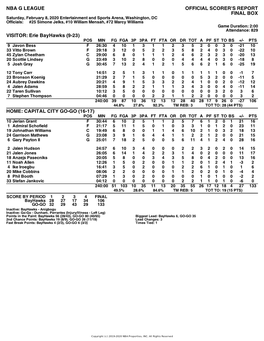 Box Score Bayhawks