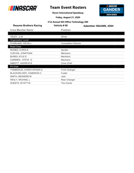 Team Event Rosters