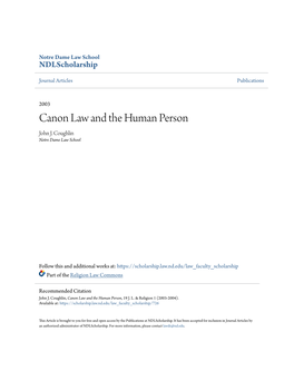 Canon Law and the Human Person John J