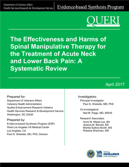 The Effectiveness and Harms of Spinal Manipulative Therapy for the Treatment of Acute Neck and Lower Back Pain: a Systematic Review