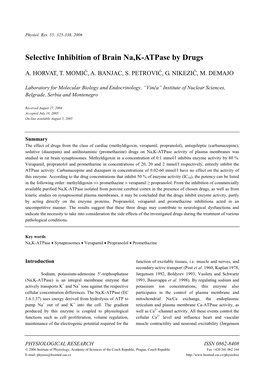 Selective Inhibition of Brain Na,K-Atpase by Drugs