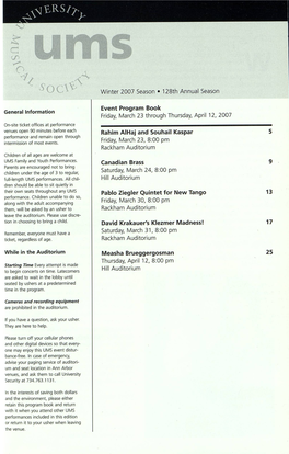 Winter 2007 Season 128Th Annual Season Event Program Book Friday