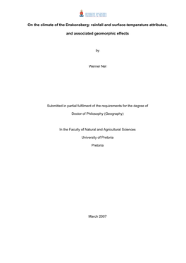 On the Climate of the Drakensberg: Rainfall and Surface-Temperature Attributes