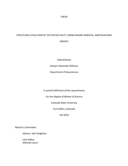 Thesis Structural Evolution of the Potosí Uplift, Sierra