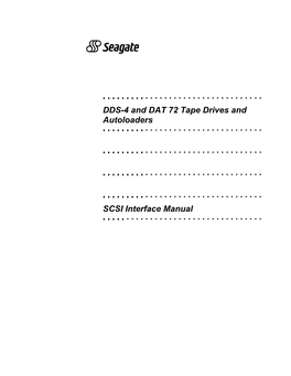 Title Page and Frt Matter New Format DAT Scsi Manual