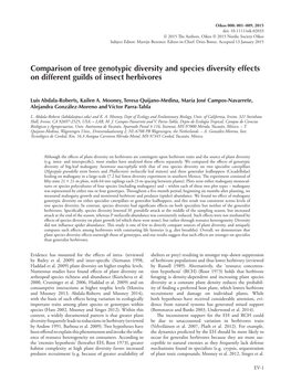 Comparison of Tree Genotypic Diversity and Species Diversity Effects on Different Guilds of Insect Herbivores