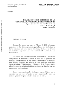 Comunicación De Daños a La Delegación Del Gobierno En