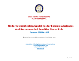 ARCI Uniform Classification Guidelines for Foreign Substances, Or Similar State Regulatory Guidelines, Shall Be Assigned Points As Follows