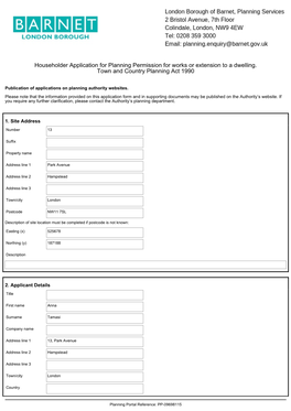 Householder Application for Planning Permission for Works Or Extension to a Dwelling