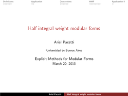 Half Integral Weight Modular Forms