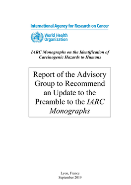 Advisory Group to Recommend an Update to the Preamble to the IARC Monographs