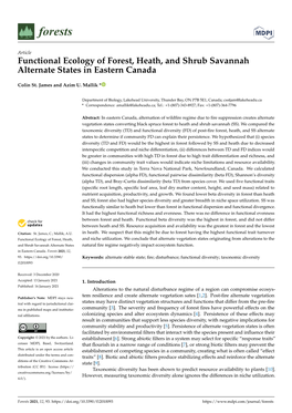 Functional Ecology of Forest, Heath, and Shrub Savannah Alternate States in Eastern Canada