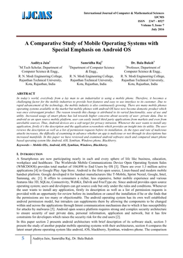 A Comparative Study of Mobile Operating Systems with Special Emphasis on Android OS