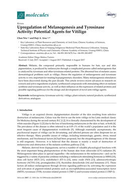 Upregulation of Melanogenesis and Tyrosinase Activity: Potential Agents for Vitiligo