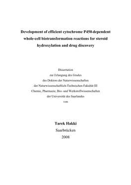 Development of Efficient Cytochrome P450-Dependent Whole-Cell Biotransformation Reactions for Steroid Hydroxylation and Drug Discovery