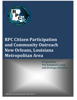 RPC Citizen Participation and Community Outreach New Orleans, Louisiana Metropolitan Area