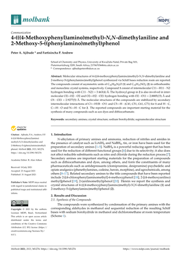 (((4-Methoxyphenyl)Amino)Methyl)-N,N-Dimethylaniline and 2-Methoxy-5-((Phenylamino)Methyl)Phenol