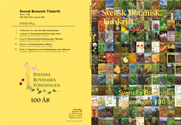 Svensk Botanisk Tidskrift Tidskrift Botanisk Svensk