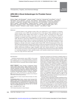 ARN-509: a Novel Antiandrogen for Prostate Cancer Treatment