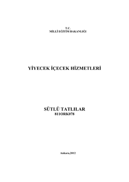 Yiyecek Içecek Hizmetleri Sütlü Tatlılar